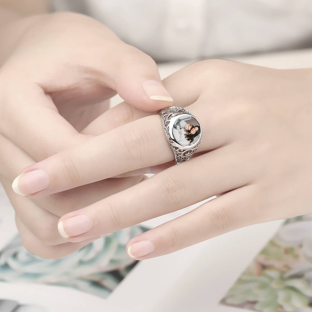 Round Women Rings Custom Photo Ring Mother's Day Gifts Emporium Discounts