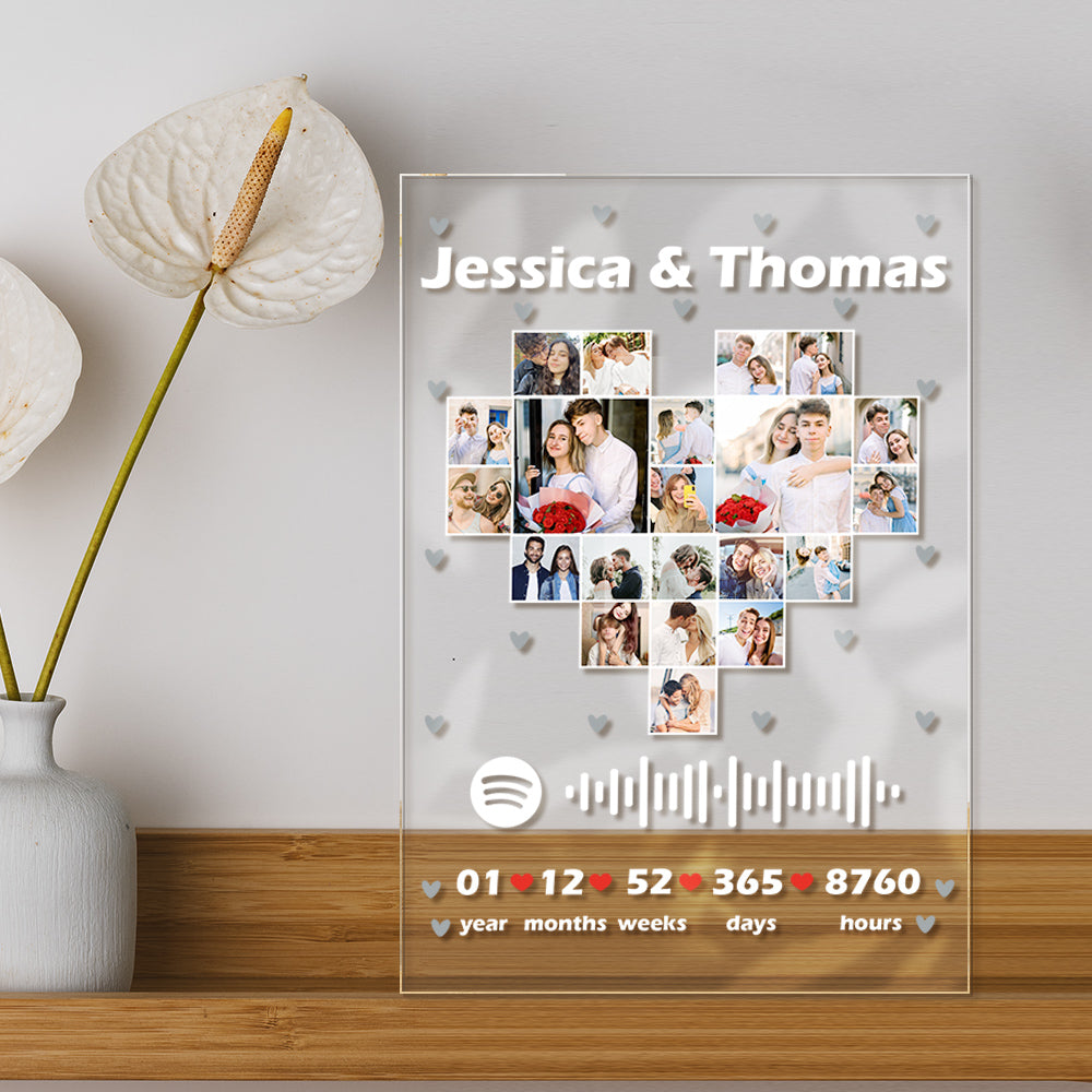 Wedding Gift for Her Custom Spotify Code Heart Keychain/Plaque/Night Light - 21 Photos Emporium Discounts Night Light Size: 120mm*180mm*2.5mm;