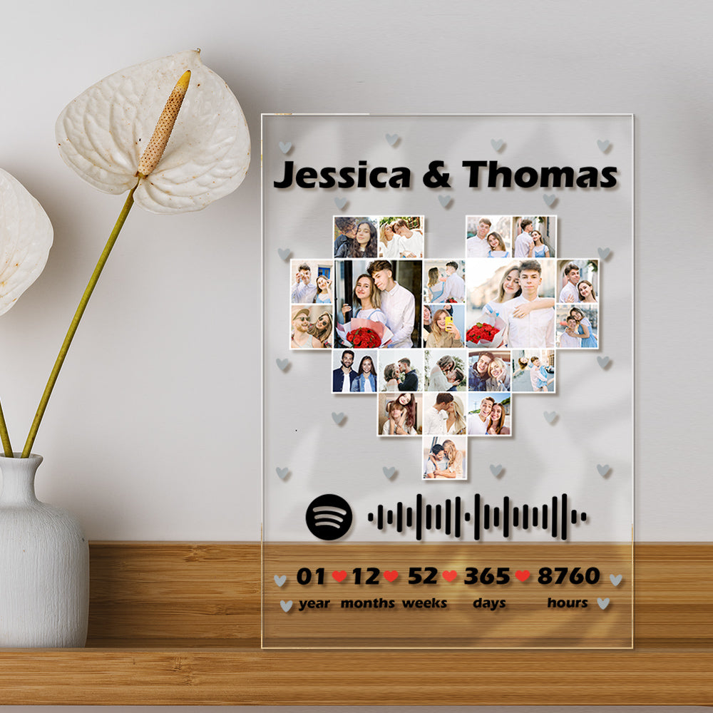 Wedding Gift for Her Custom Spotify Code Heart Keychain/Plaque/Night Light - 21 Photos Emporium Discounts  Night Light Size: 120mm*180mm*2.5mm;