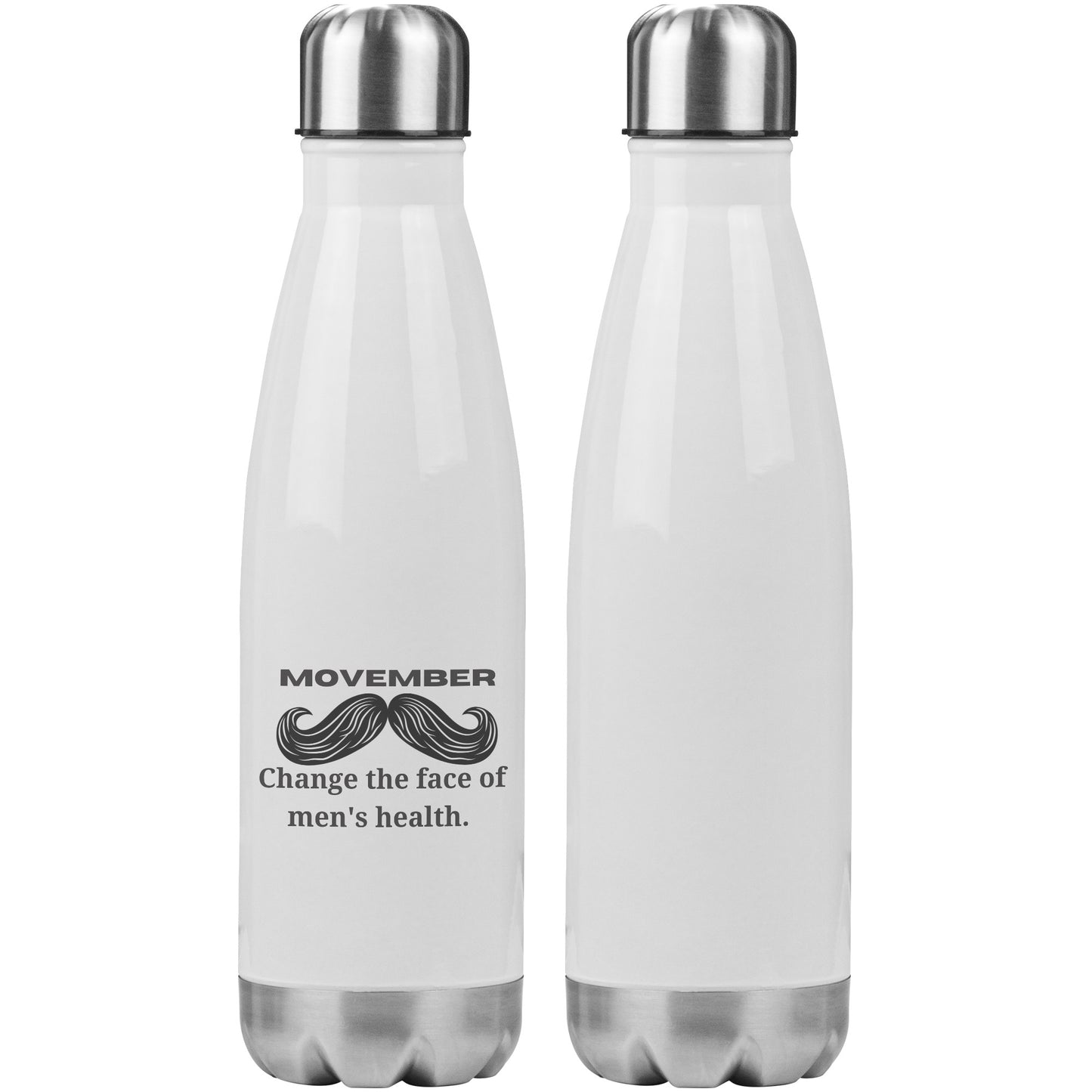 20oz Insulated Water Bottle Movember Change The Face Of Men's Health Single Side Moustache