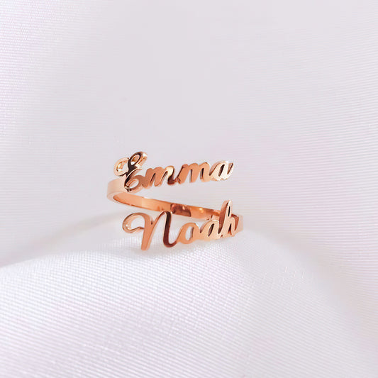 Personalized Two Names Ring Double Name Open Ring S925 Silver Emporium Discounts