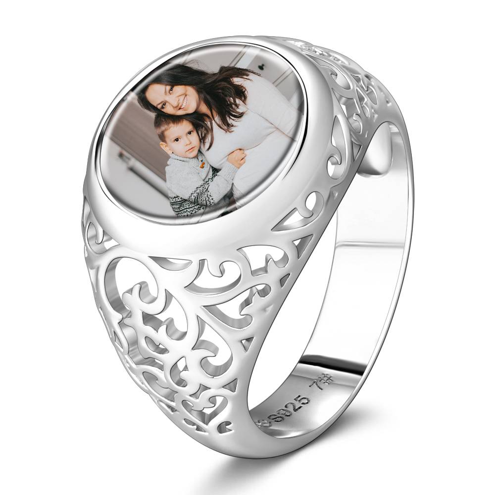 Round Women Rings Custom Photo Ring Mother's Day Gifts Emporium Discounts