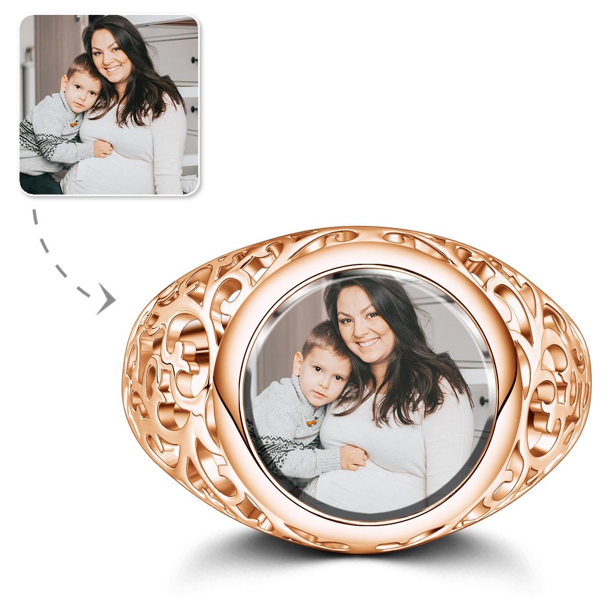 Round Women Rings Custom Photo Ring Mother's Day Gifts Emporium Discounts