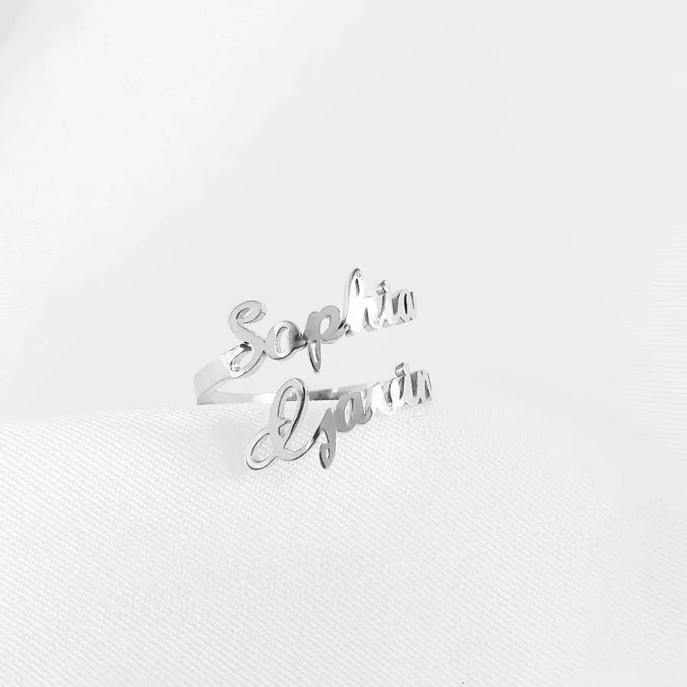 Personalized Two Names Ring Double Name Open Ring S925 Silver Emporium Discounts