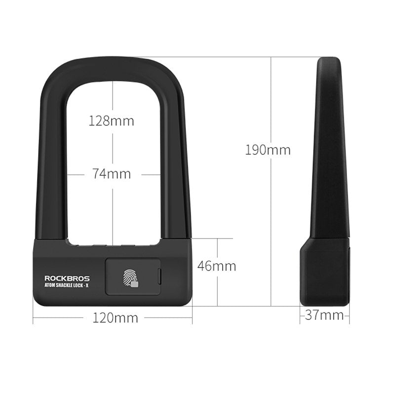 ROCKBROS Bike Bicycle Lock Anti-Theft Bike Motorcycle Lock Fingerprint Lock MTB Road Folding Cycling U Lock Bicycle Accessories Emporium Discounts