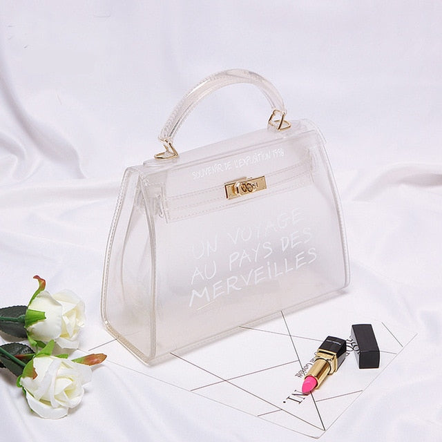 Clear Transparent PVC Shoulder Bags Un Voyage au Pays des Merveilles Emporium Discounts come in 5 different colours Brown, red, green, blue, orange