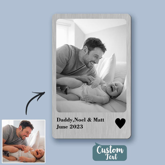 Love Gifts Photo Wallet Card Polaroid Style Metal Card Personlized Keepsake Gift Black and White