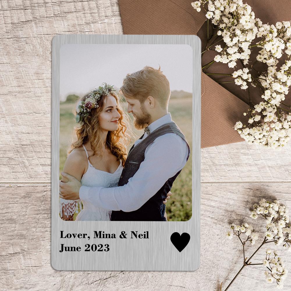 Love Gifts Photo Wallet Card Polaroid Style Metal Card Personlized Keepsake Gift Wedding photo