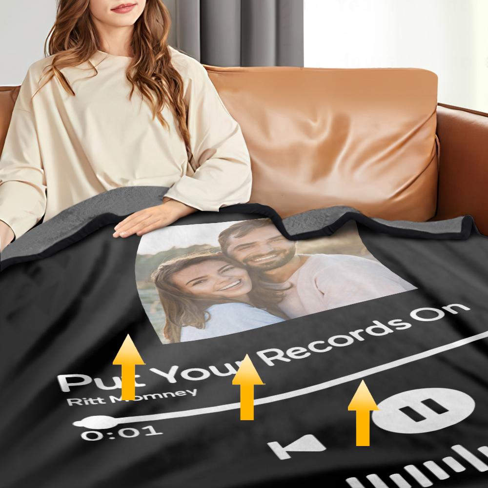 Custom Spotify Code Heated Blanket Photo Blanket Winter Warm Gift 10 Heat Settings Heating Blanket with 3 Time Settings