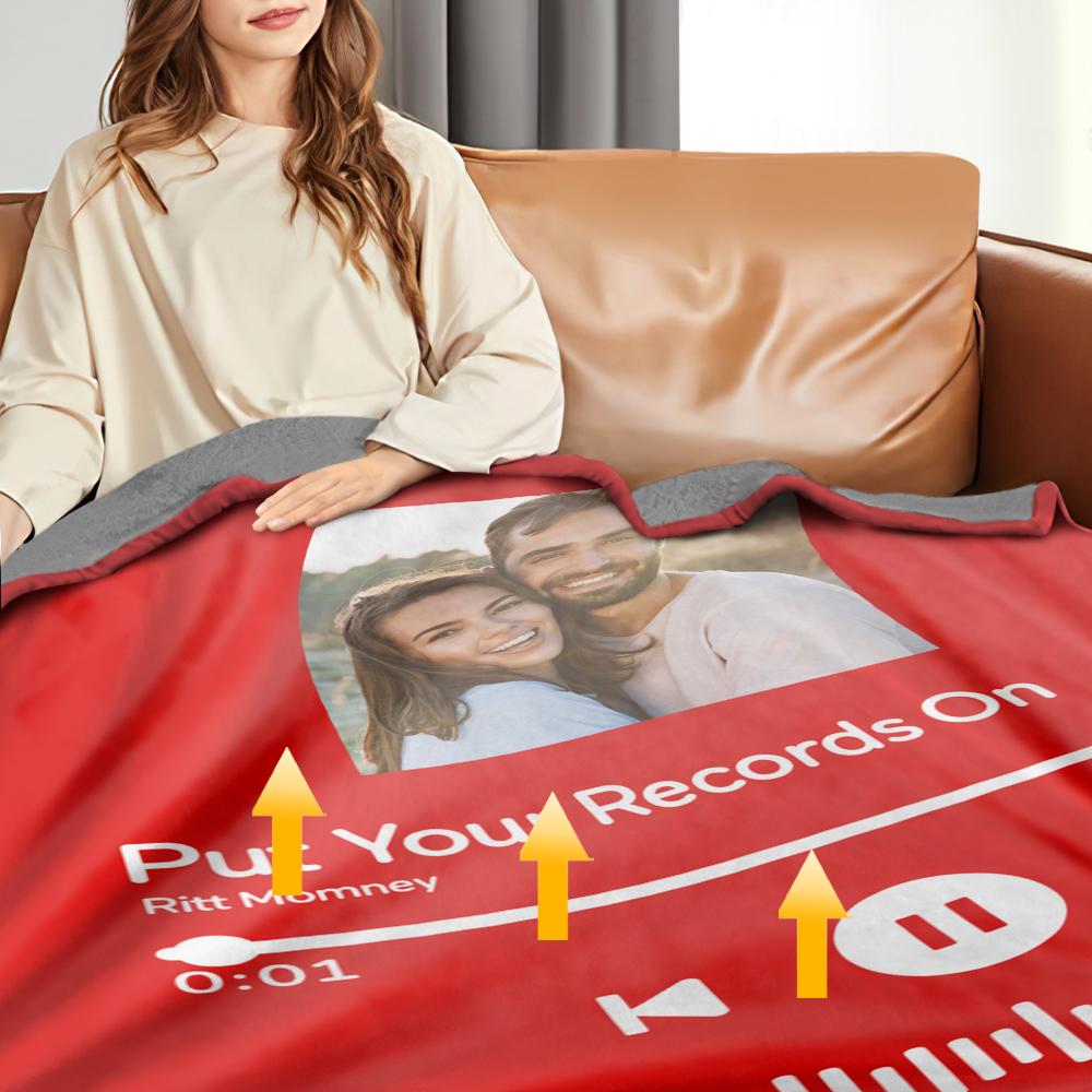 Custom Spotify Code Heated Blanket Photo Blanket Winter Warm Gift 10 Heat Settings Heating Blanket with 3 Time Settings