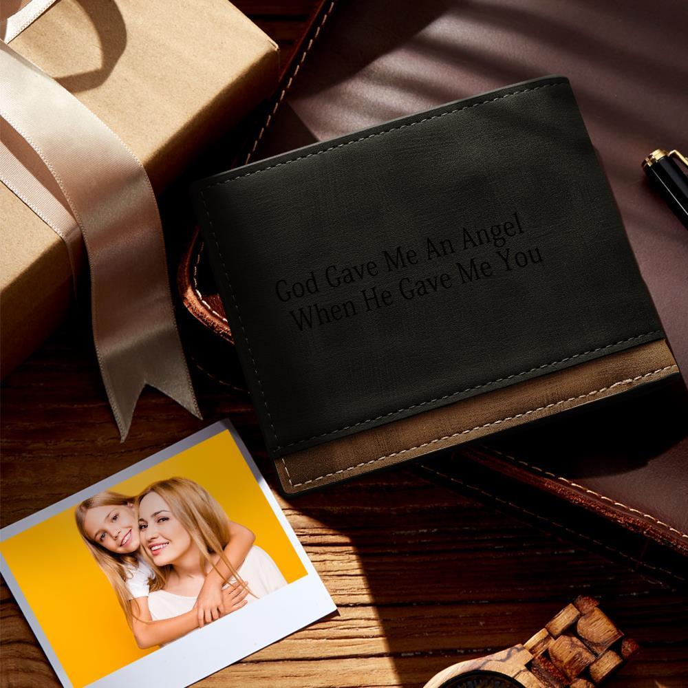 Custom Photo Engraved Wallet Classic Style Leather Wallet For Men  This wallet is a great gift idea for fathers day. Our photo wallet will capture a moment that is gone forever.