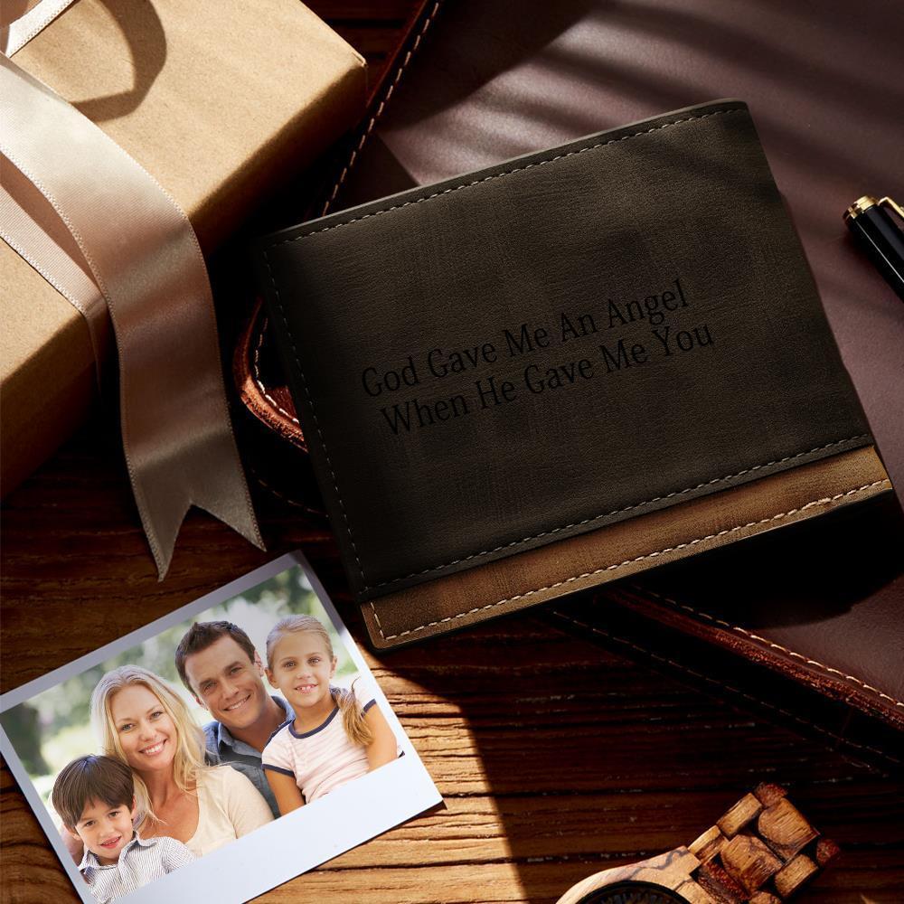 Custom Photo Engraved Wallet Classic Style Leather Wallet For Men  This wallet is a great gift idea for fathers day. Our photo wallet will capture a moment that is gone forever.