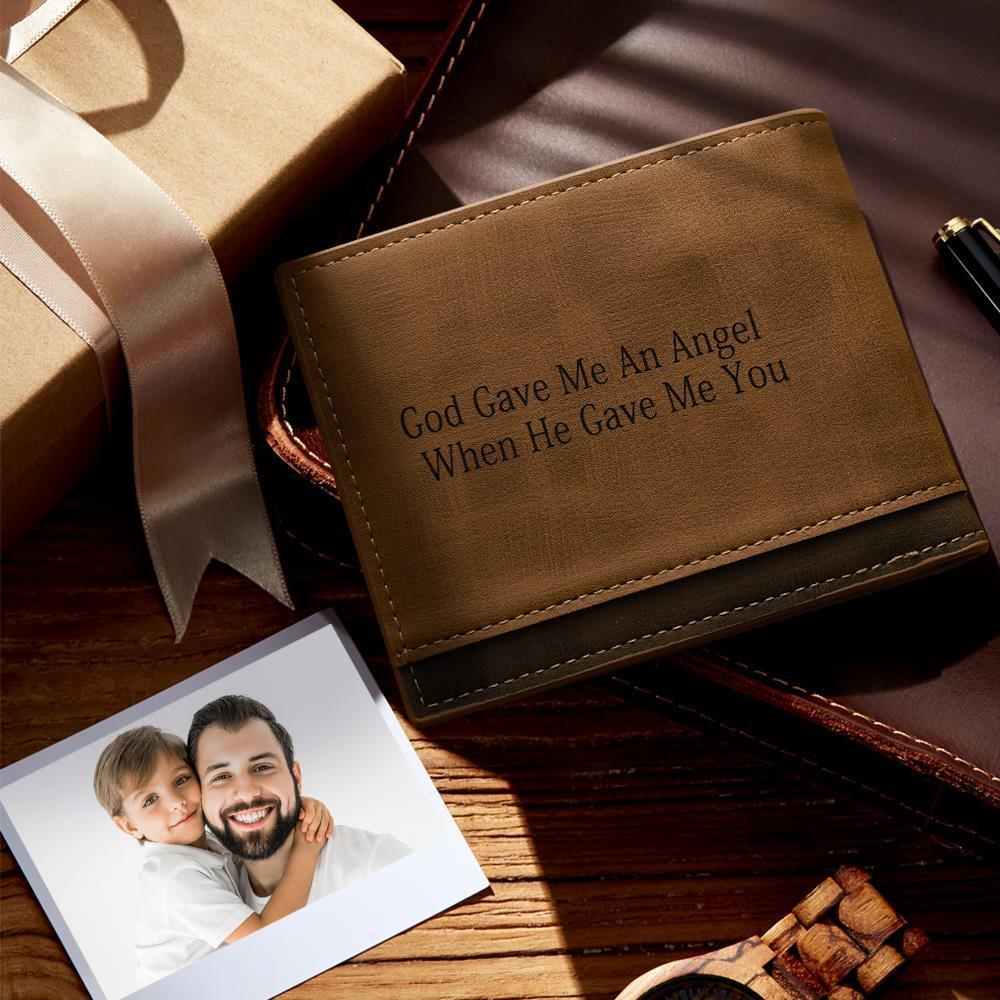 Custom Photo Engraved Wallet Classic Style Leather Wallet For Men  This wallet is a great gift idea for fathers day. Our photo wallet will capture a moment that is gone forever.