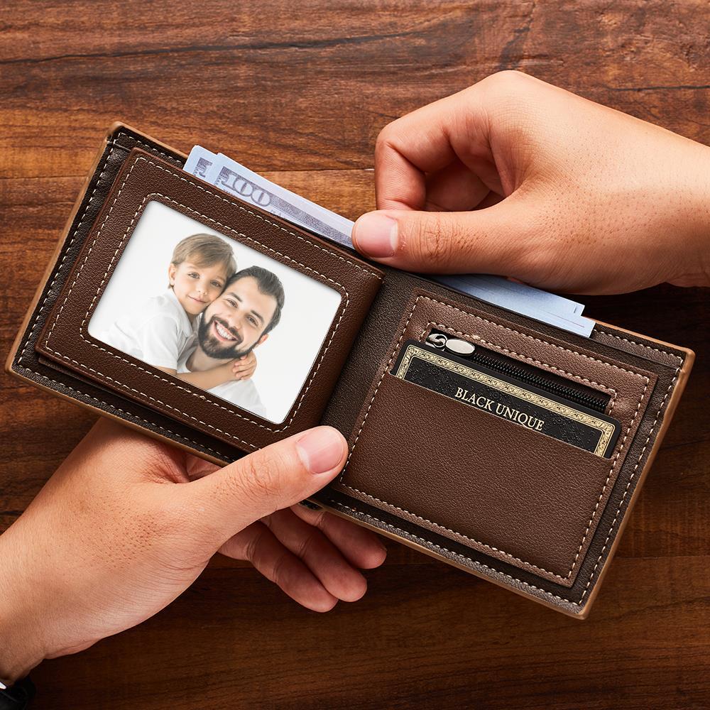 Custom Photo Engraved Wallet Classic Style Leather Wallet For Men  This wallet is a great gift idea for fathers day. Our photo wallet will capture a moment that is gone forever.