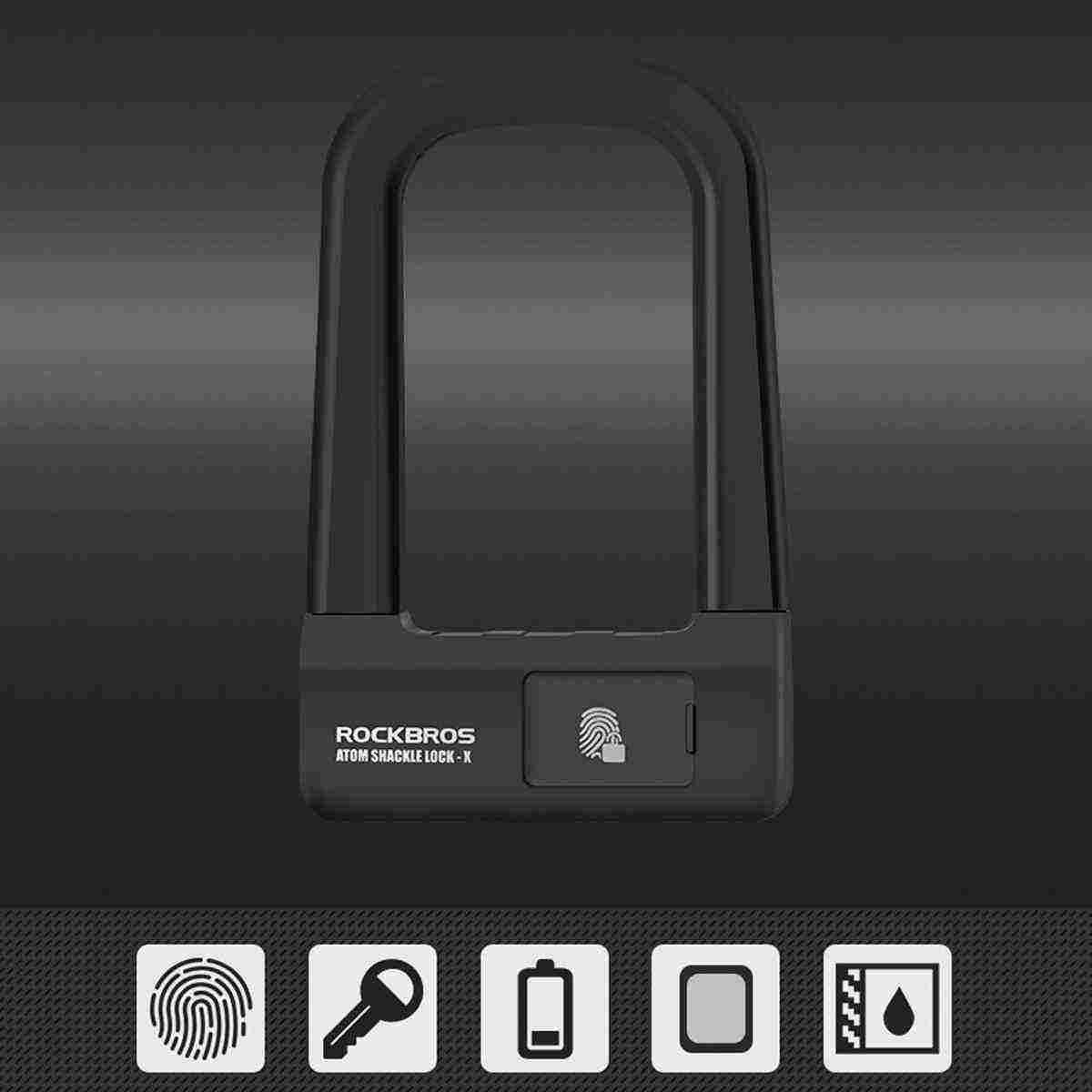 ROCKBROS Bike Bicycle Lock Anti-Theft Bike Motorcycle Lock Fingerprint Lock MTB Road Folding Cycling U Lock Bicycle Accessories Emporium Discounts