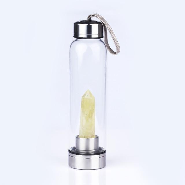 Natural Crystal Quartz Crystal Gemstone Water Bottle Wand Point Reiki Healing Crystal Glass Healing Bottle Glass Elixir Cup Emporium Discounts
