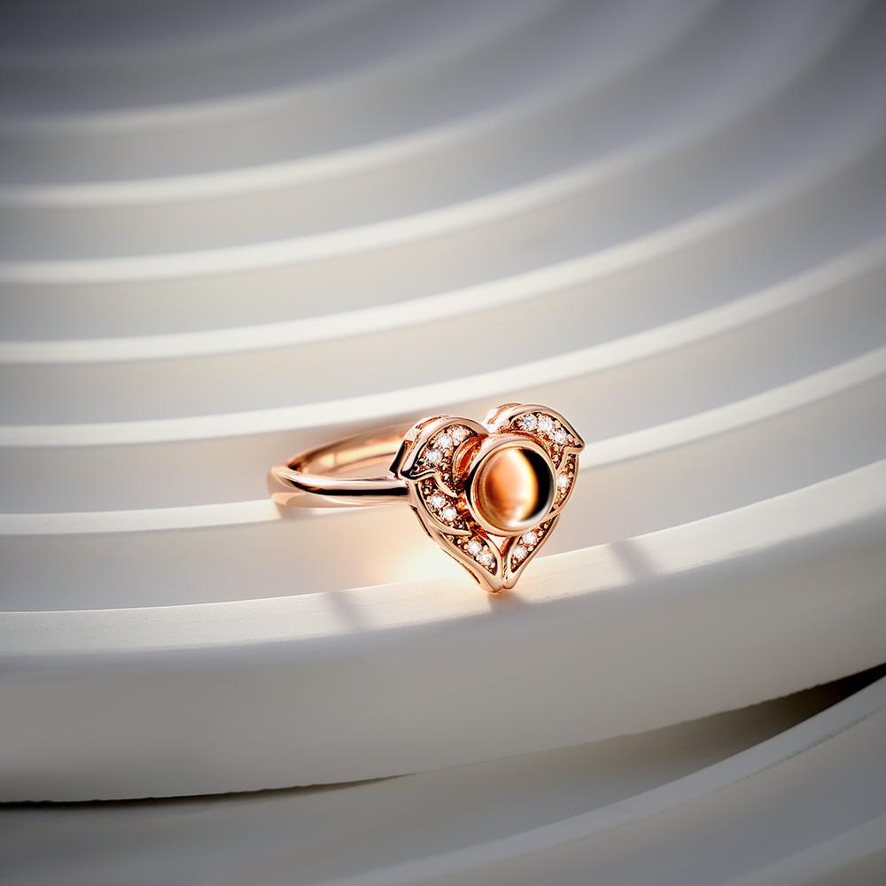 Custom Angel Wing Projection Ring Personalized Photo heart Shaped Ring for Her Emporium Discounts