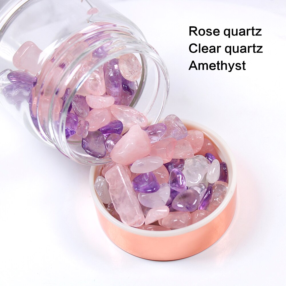 Natural Crystal Elixir Bottles gemstone Glass therapy stone Tea filter filter bottle Healing Crystal Infuser Energy cup