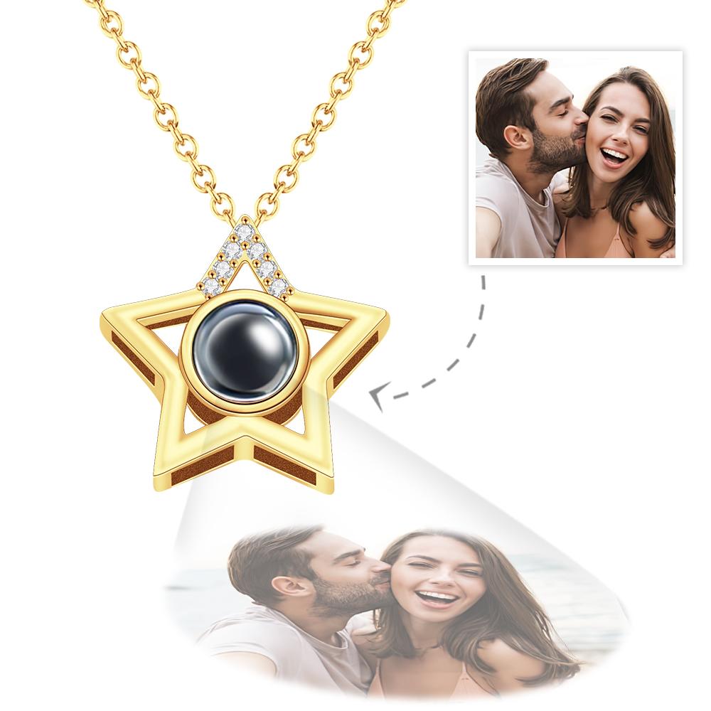 Custom Photo Projection Necklace Star Photo Pendant Necklace Commemorative Gift Emporium Discounts gOLD