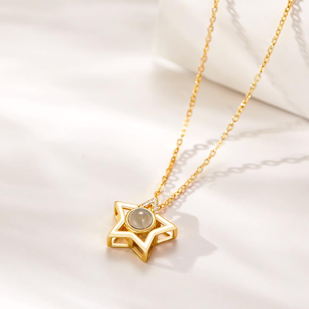Custom Photo Projection Necklace Star Photo Pendant Necklace Commemorative Gift Emporium Discounts