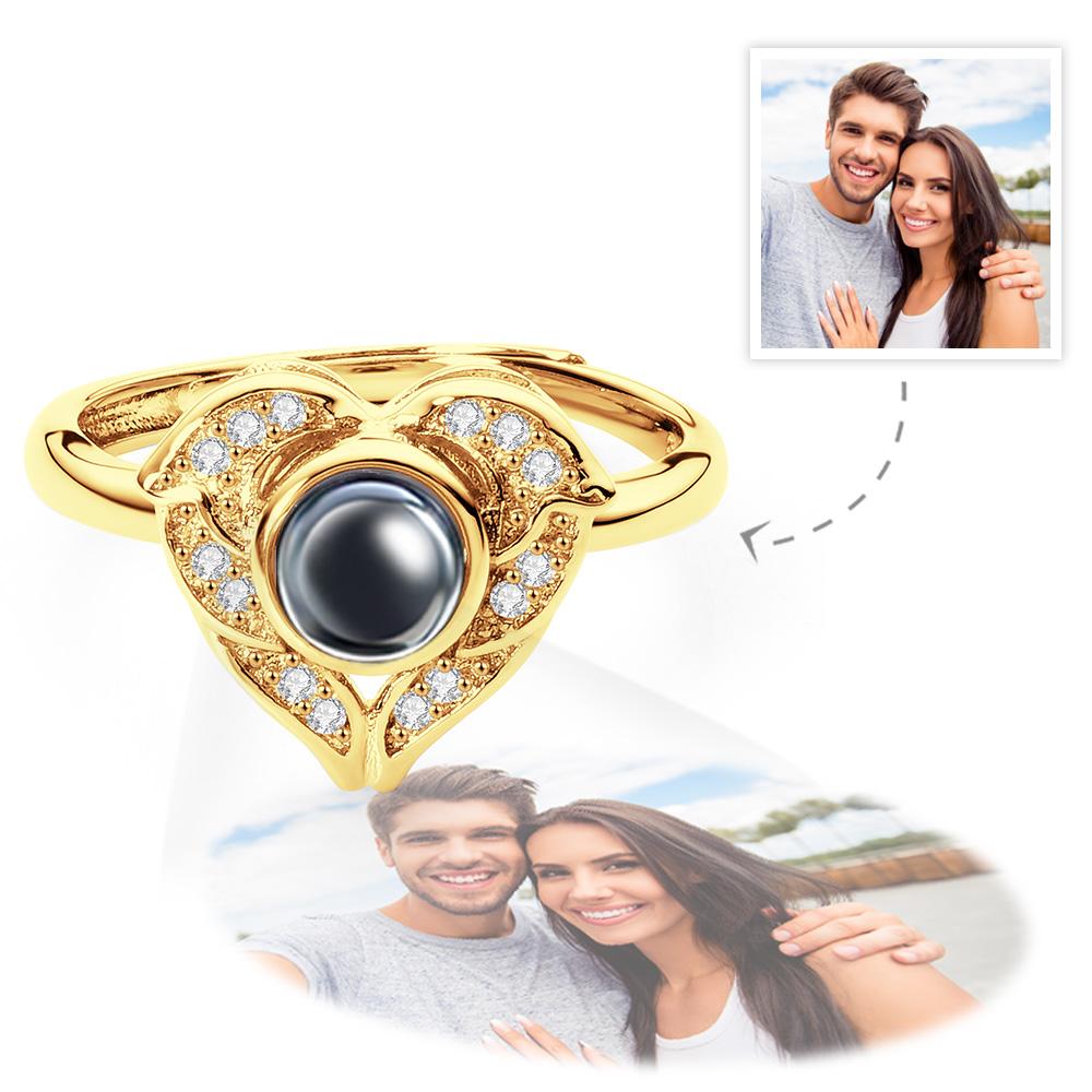 Custom Angel Wing Projection Ring Personalized Photo heart Shaped Ring for Her Emporium Discounts