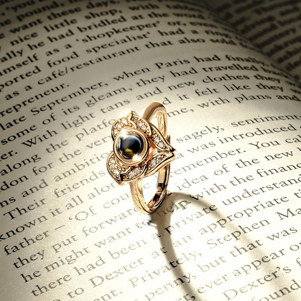 Custom Angel Wing Projection Ring Personalized Photo heart Shaped Ring for Her Emporium Discounts