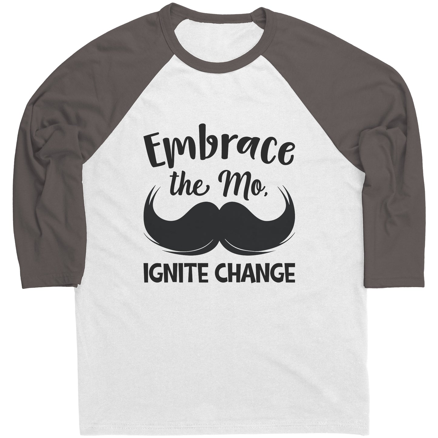 Mens Raglan Movember T-shirt Embrace the M, Ignite Change