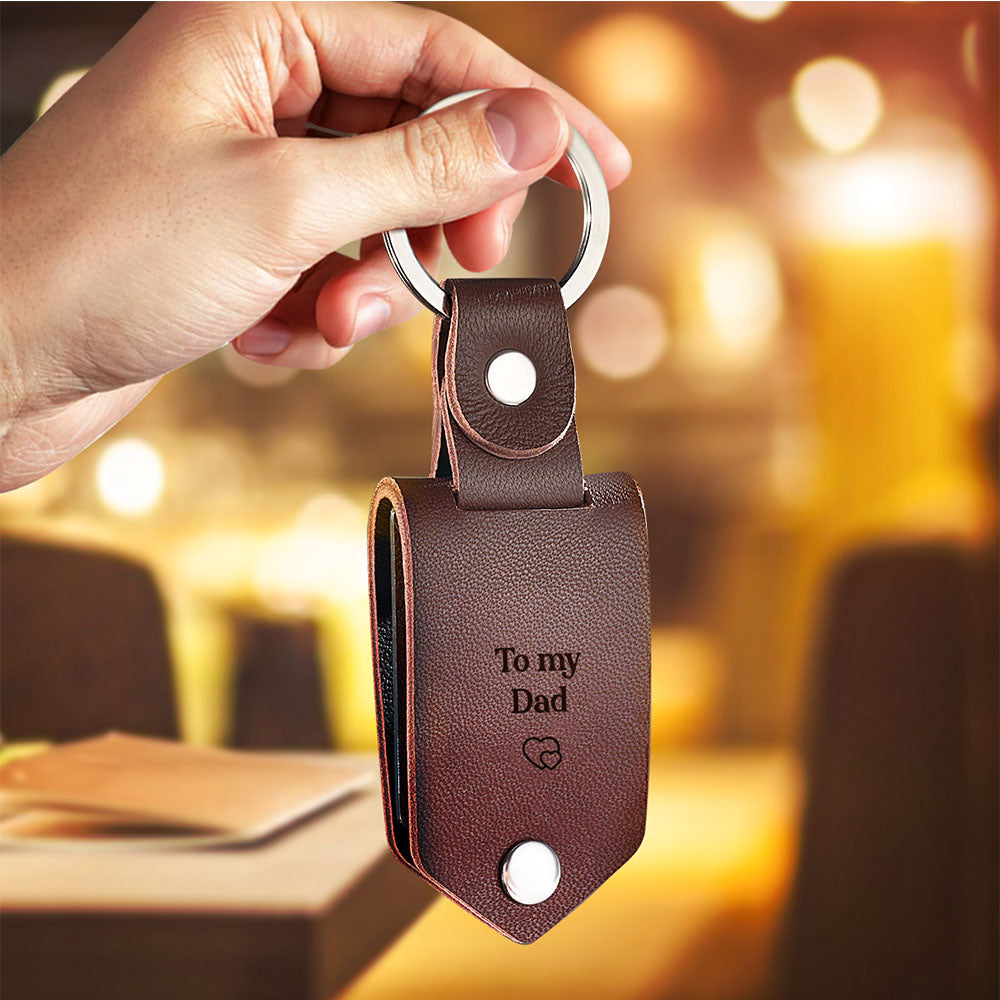 232428063424512003 Custom Leather Photo Text Keychain DAD I will always be your Little Baby You will always be my Hero