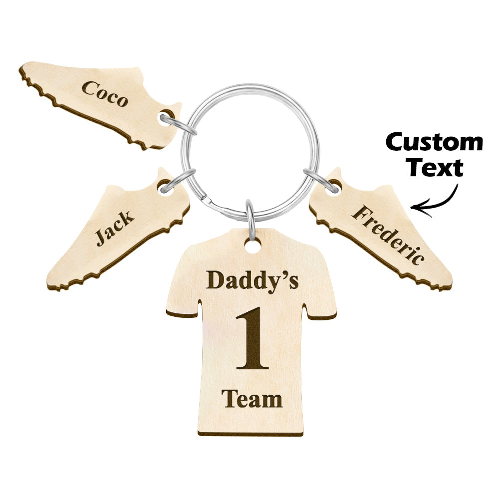 3 Names Custom Engraved Daddy's Football Team Wooden Sports Gifts Emporium Discounts
