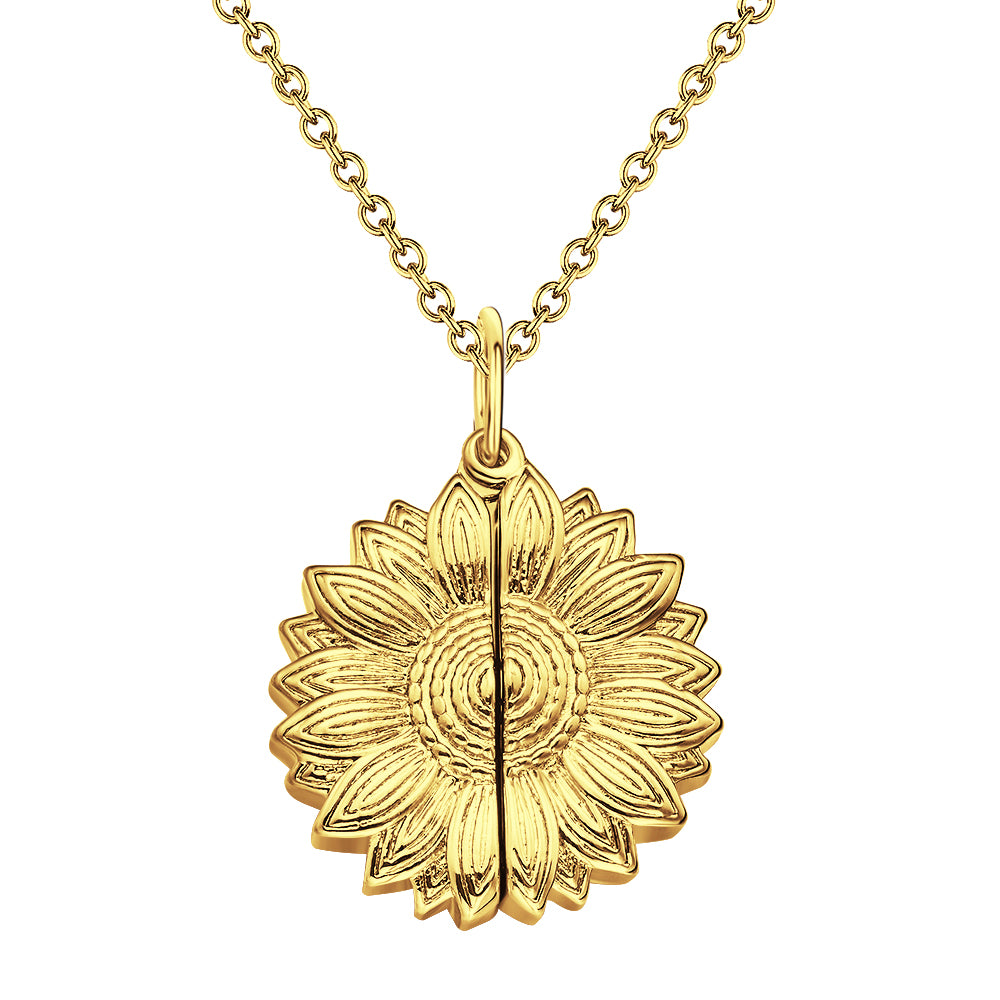 Custom Engraved Text Sunflower Locket Necklace Emporium Discounts