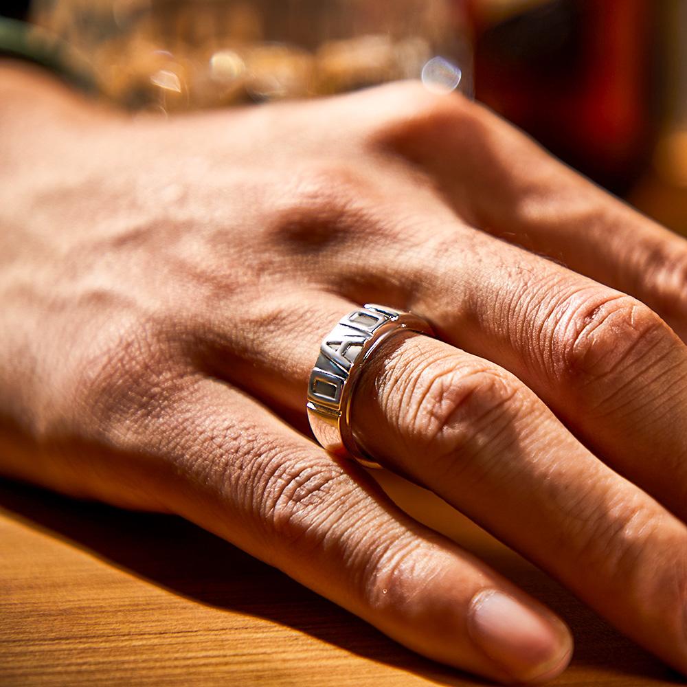 Personalized Dad Ring Custom Engraved Unique Ring Father's Day Gifts Emporium Discounts