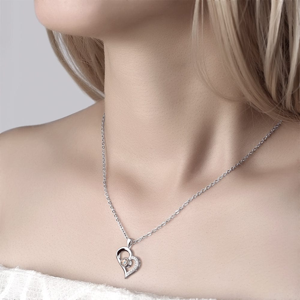 Photo Projection Necklace With Eternal Flower Jewelry Box Gifts for Mum or Your Love One - 2 Colors