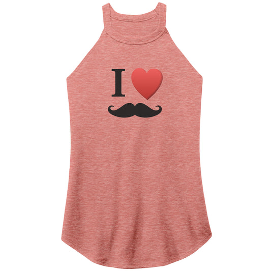 WOMEN’S PERFECT TRI ROCKER TANK Front Normal Distance 3/4 Print Movember I Love Moustache