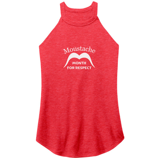 WOMEN’S PERFECT TRI ROCKER TANK Front Double Distance From Top 3/4 Print Movember Moustache Month Of Respect