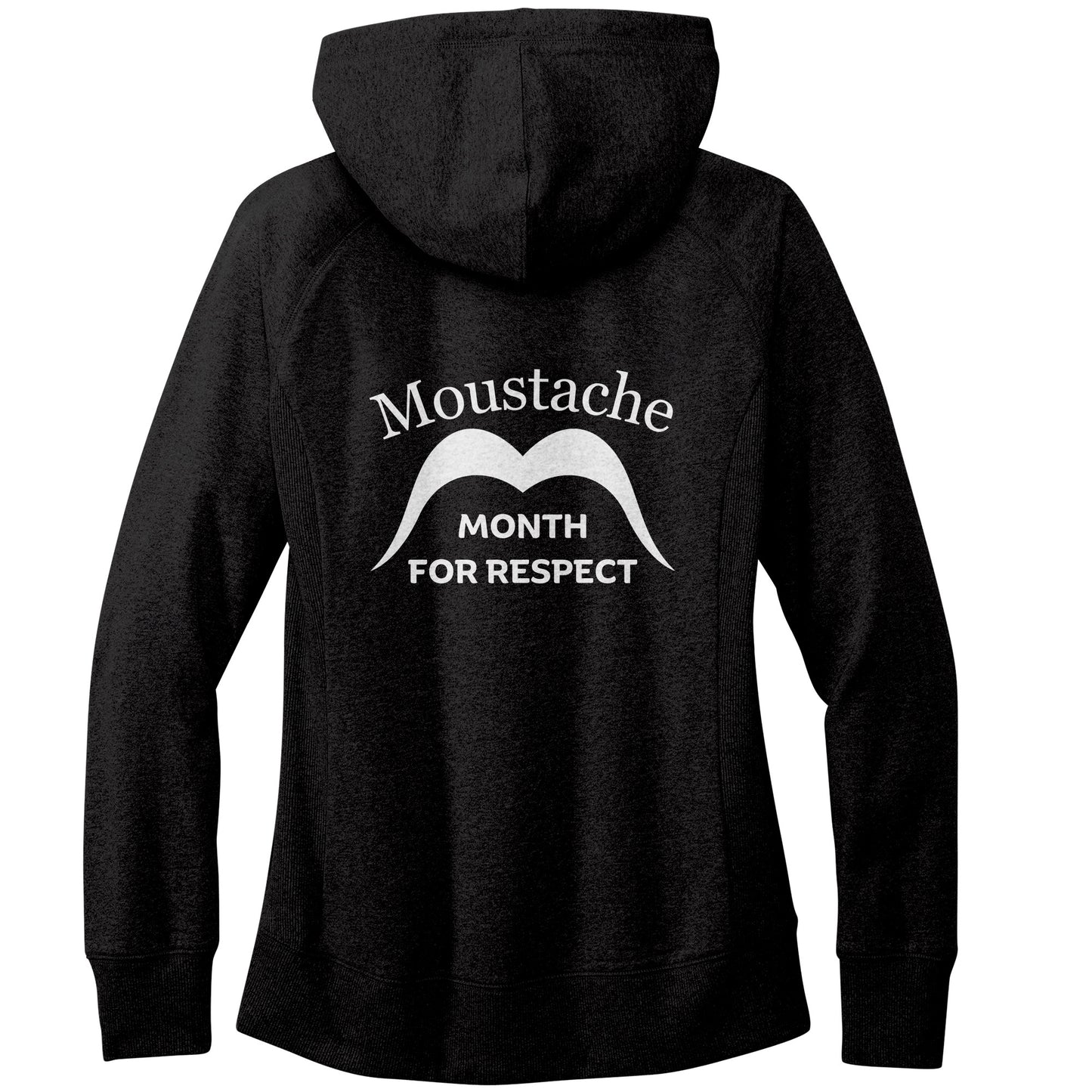 WOMEN'S RE-FLEECE HOODIE Back & Front Left Movember Moustache Month Of Respect