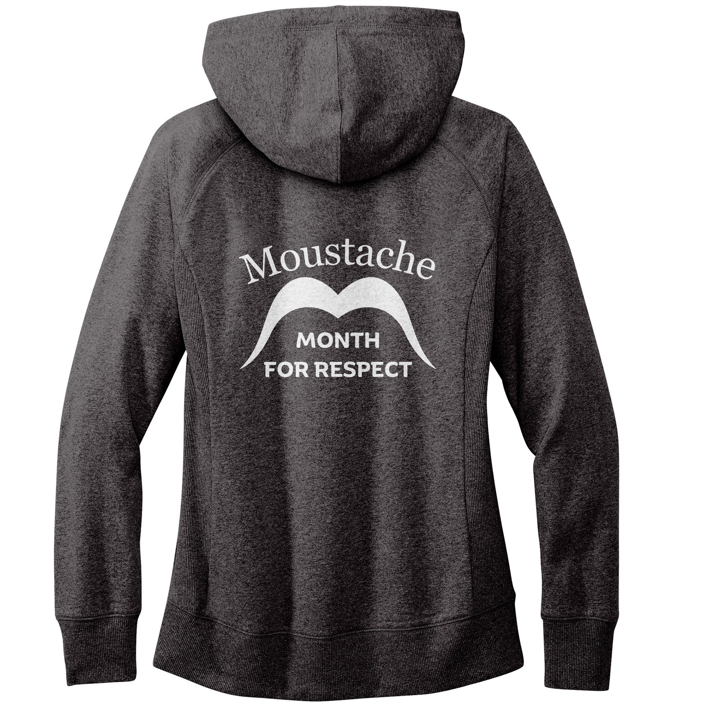 WOMEN'S RE-FLEECE HOODIE Back & Front Left Movember Moustache Month Of Respect