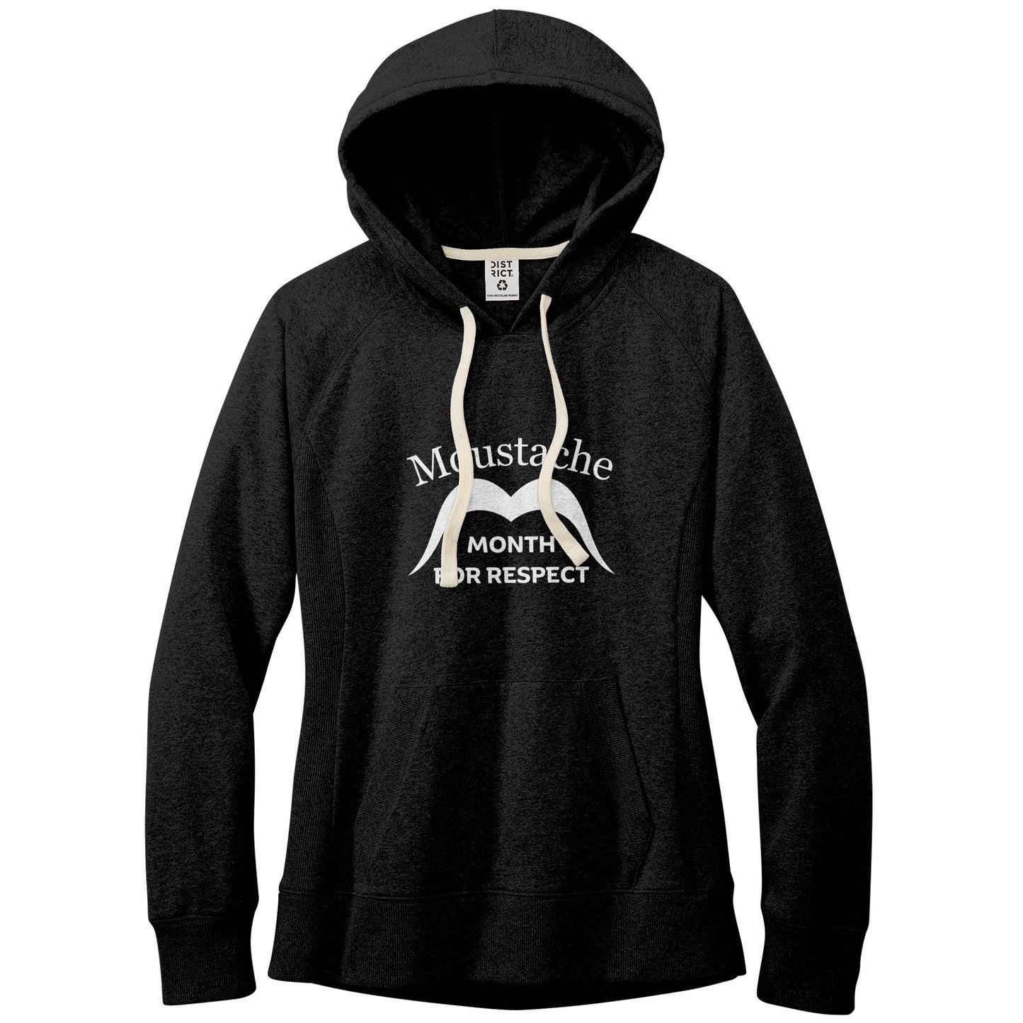 WOMEN'S RE-FLEECE HOODIE Movember Moustache Month For Respect Front