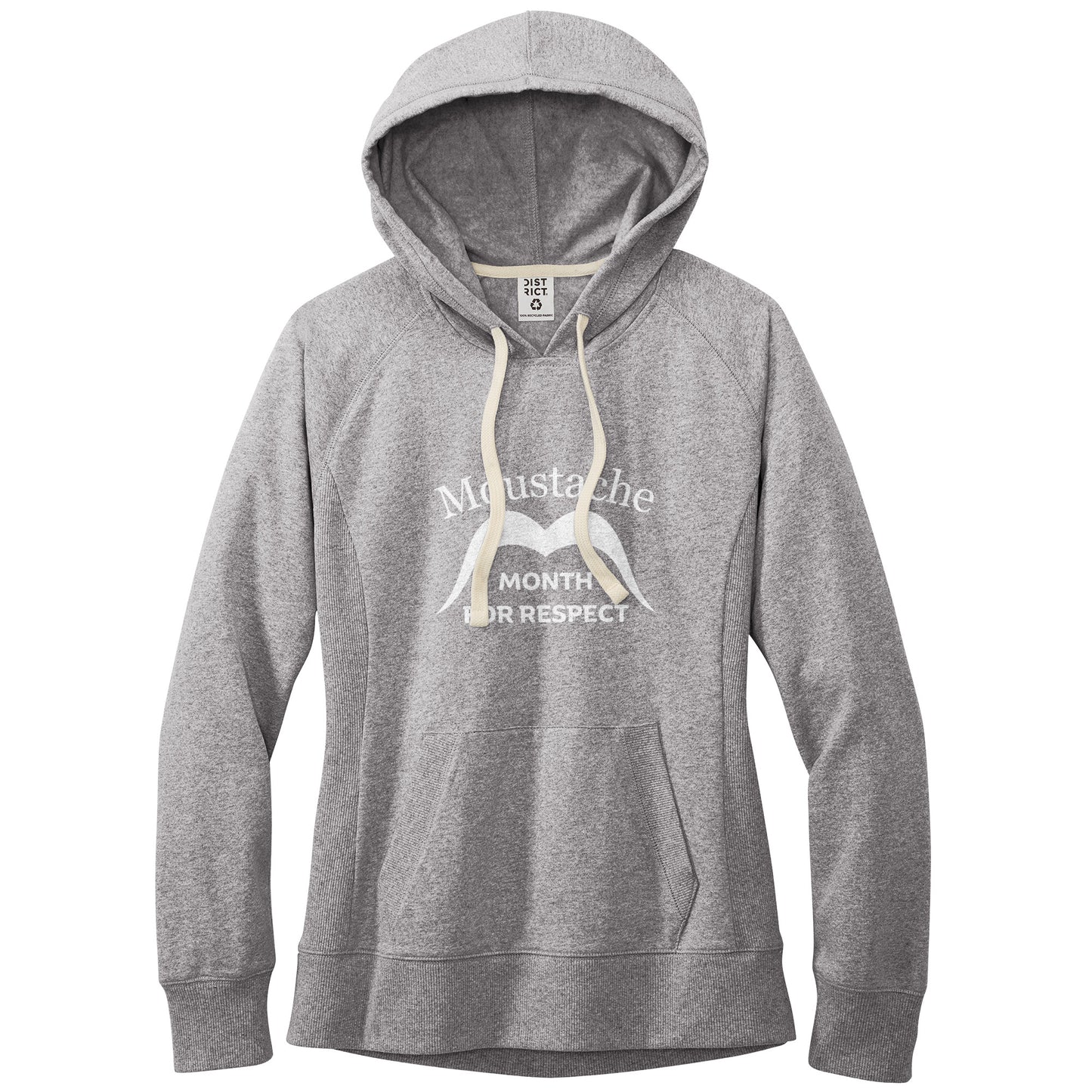 WOMEN'S RE-FLEECE HOODIE Movember Moustache Month For Respect Front