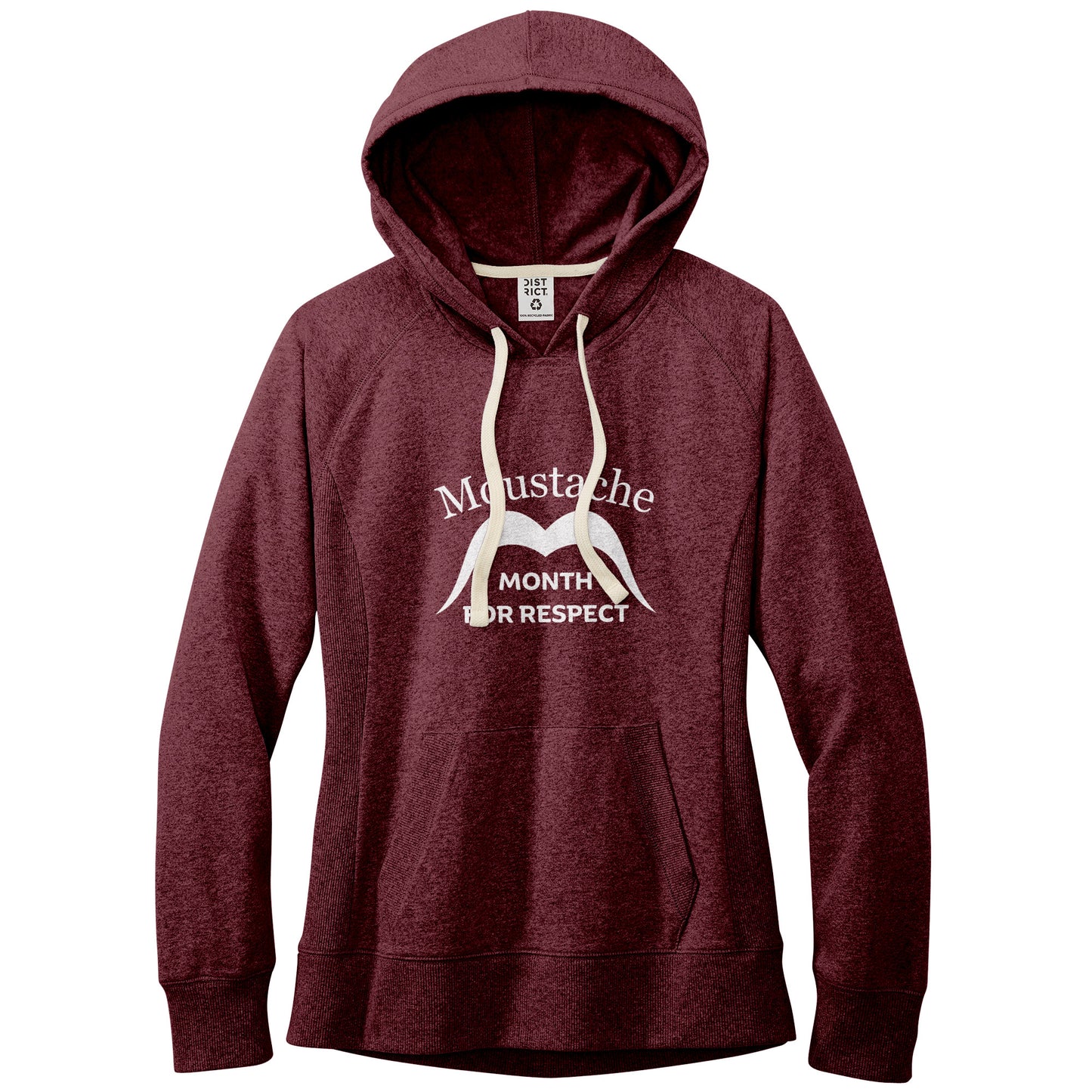 WOMEN'S RE-FLEECE HOODIE Movember Moustache Month For Respect Front