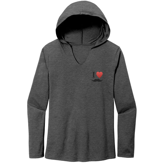 WOMEN’S TRI LONG SLEEVE HOODIE Movember Moustache Month For Respect Back & Front I Love Moustache