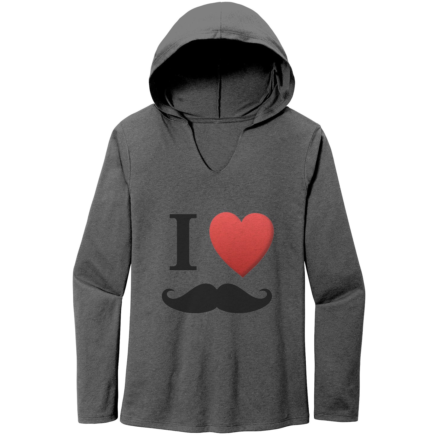 WOMEN’S TRI LONG SLEEVE HOODIE Movember I Love Moustache Front