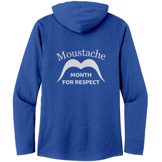 WOMEN’S TRI LONG SLEEVE HOODIE Movember Moustache Month For Respect Back & Front I Love Moustache