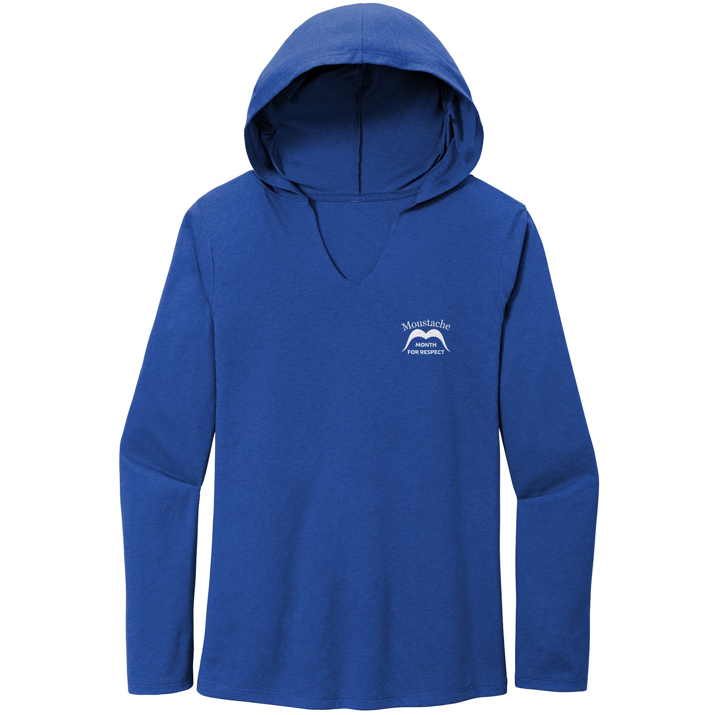 WOMEN’S TRI LONG SLEEVE HOODIE Movember Moustache Month For Respect Front & Back I Love Moustache