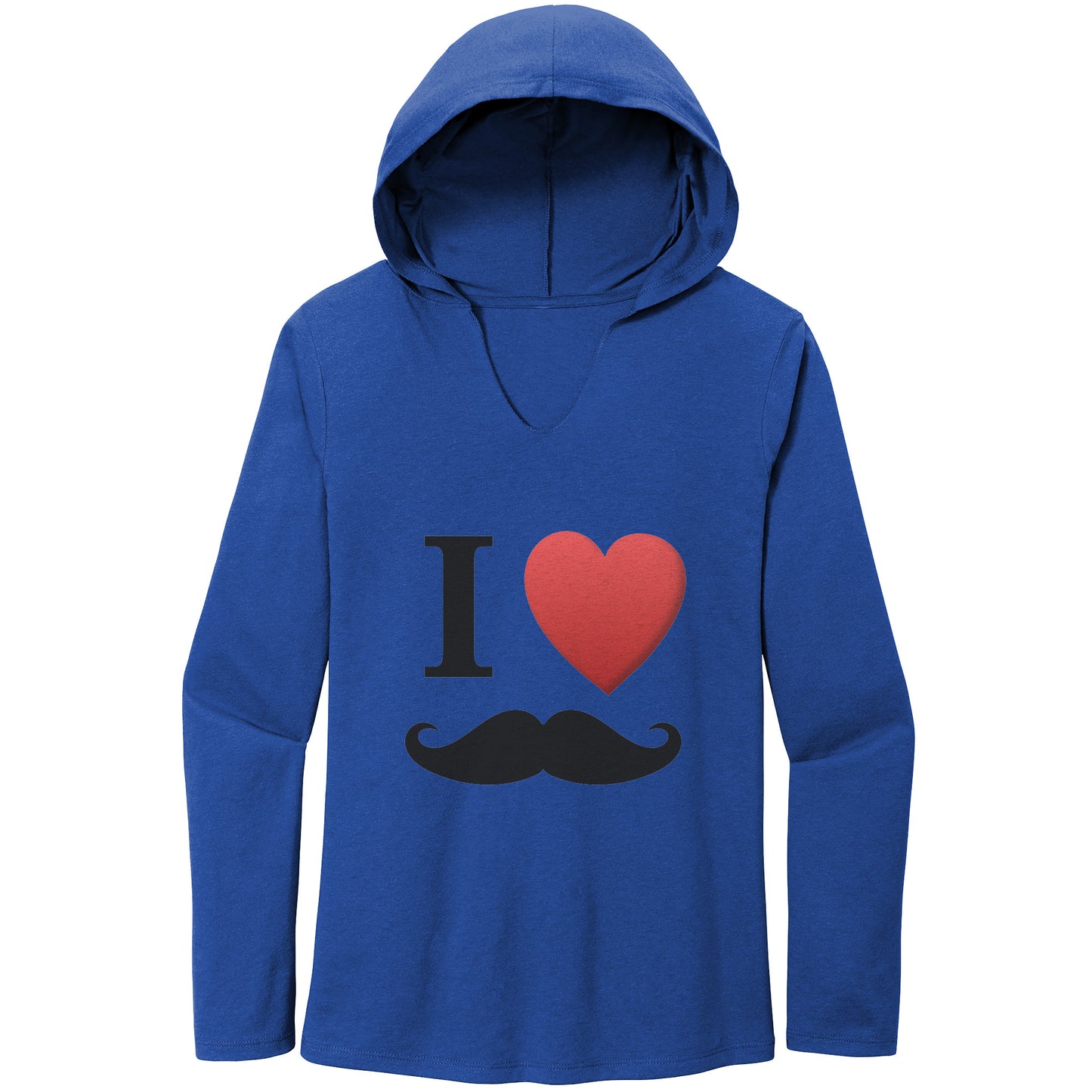 WOMEN’S TRI LONG SLEEVE HOODIE Movember I Love Moustache Front