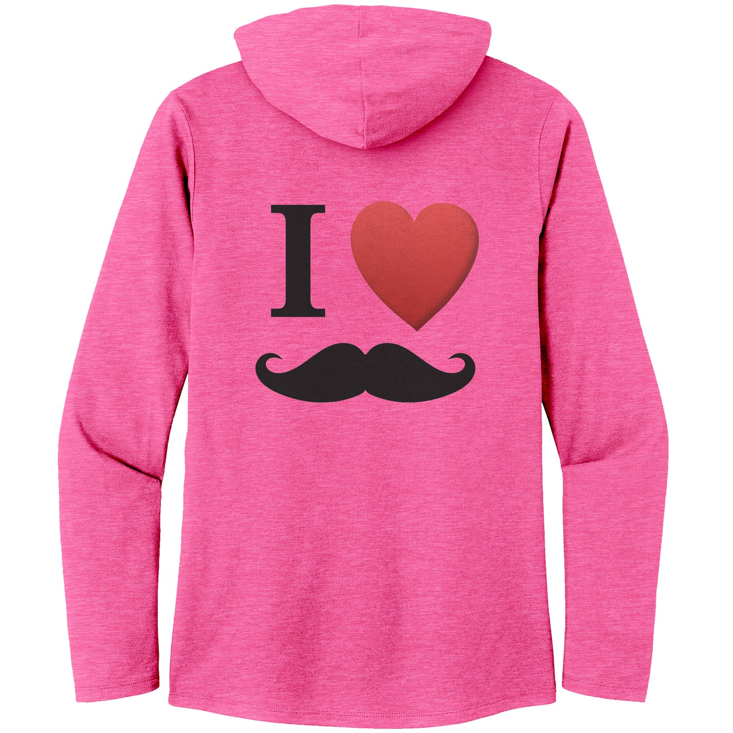 WOMEN’S TRI LONG SLEEVE HOODIE Movember Moustache Month For Respect Front & Back I Love Moustache