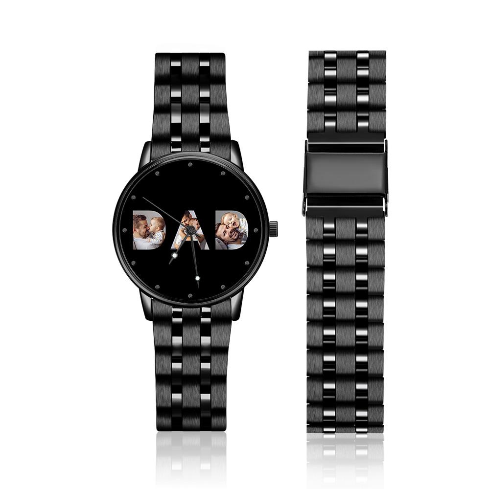Surprise Dad with a custom-made watch for any personality. The design is printed onto the surface. Order to preview how it'll look. High-res pics are best. Custom watches make great gifts & never go out of style!