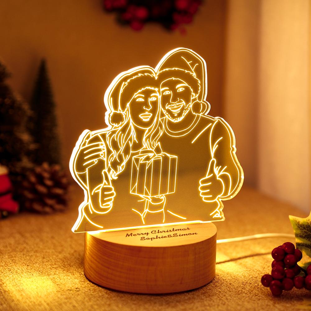 Custom Acrylic 3D Photo Lamp LED Night Lights With Wood Base Emporium Discounts