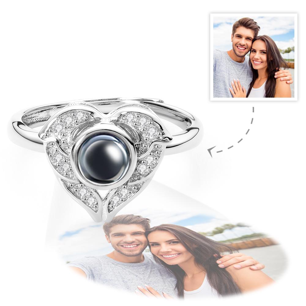 Custom Angel Wing Projection Ring Personalized Photo heart Shaped Ring for Her Emporium Discounts