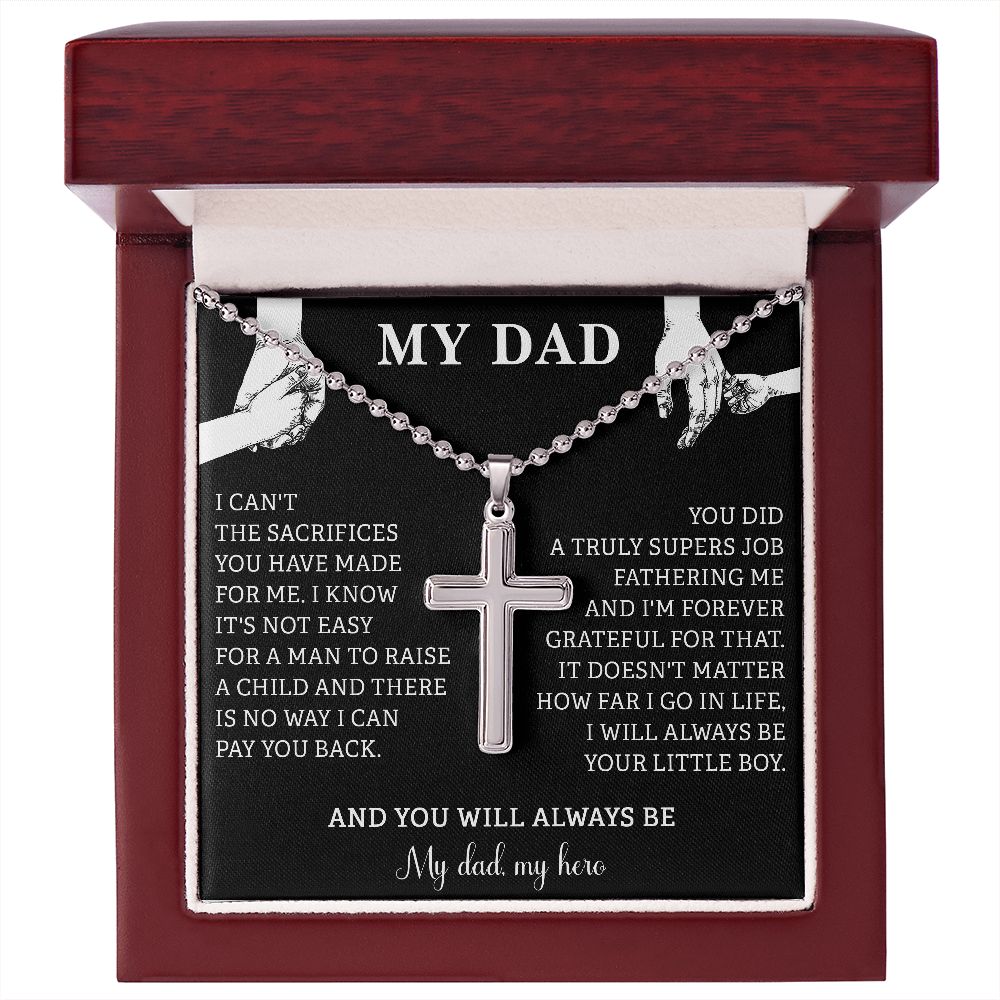 Our Stainless Cross Necklace is a wonderful gift for Father's Day. Imagine the look on their face when they open up this thoughtful gift!  The artisan-crafted detail makes this pendant stand out from other cross necklaces. Includes a ball chain and attaches with an easy-to-use lobster clasp.