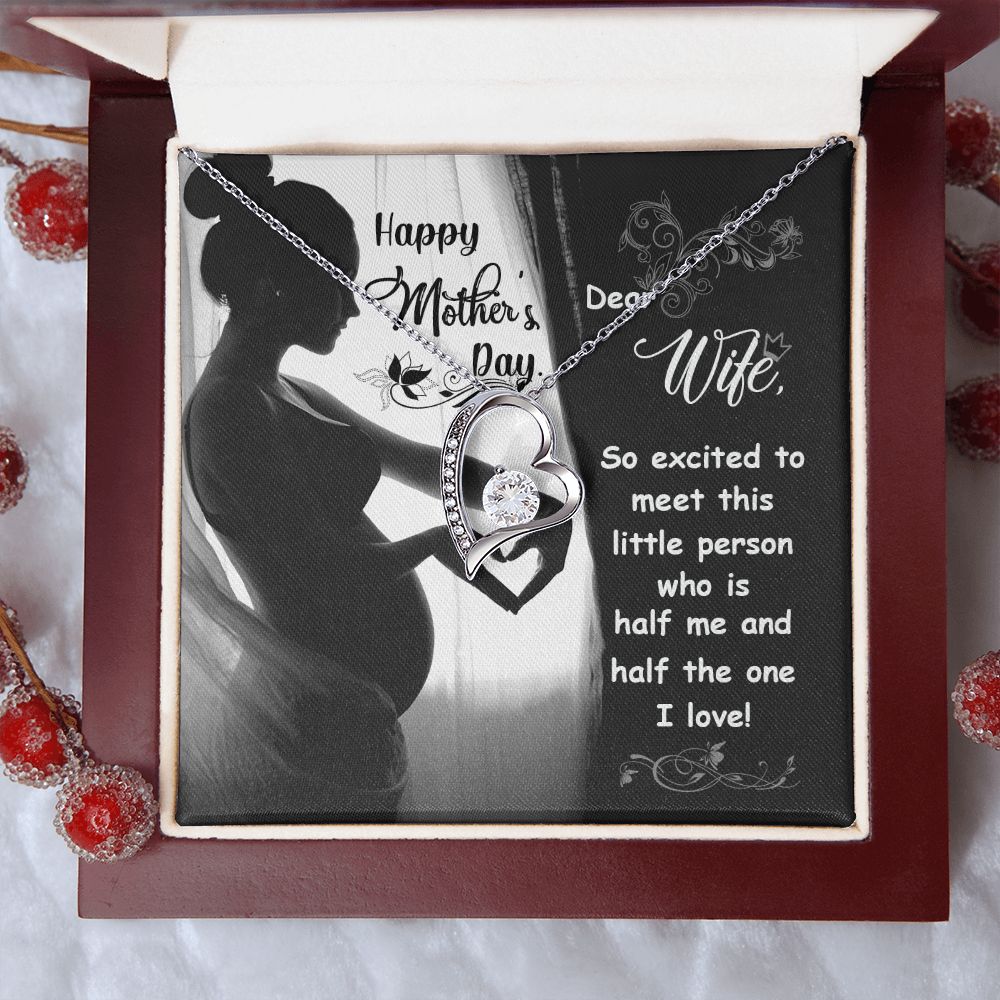Happy Mother's Day Dear Wife Emporium Discounts Necklace and heart pendant To meet this little one